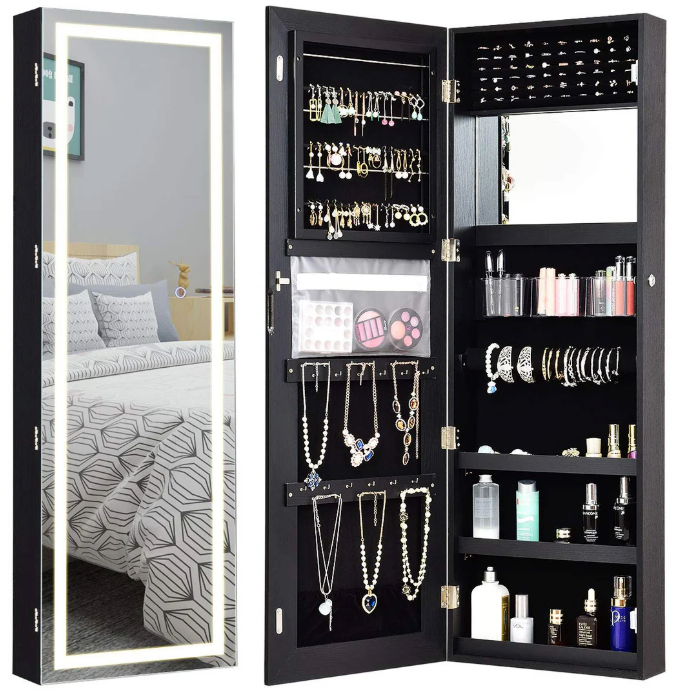 Jewelry Cabinet with LED Touch Screen Mirror

, Black