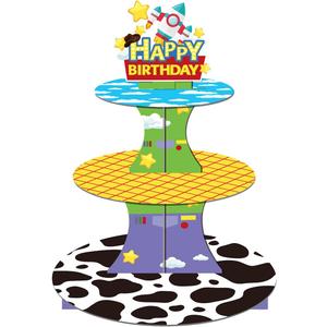 Cartoon Toy Inspired Story Cupcake Stand 12Inch Cardboard Cupcake Tray for Wedding Birthday Baby Shower Blue Sky White Clouds Birthday Party Supplies (Toy)