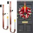 Enhon Wreath Hangers for Front Door, Valentines Day Decorations, Adjustable Wreath Hanger from 15.7 to 26", Fits Doors up to 2" Thick(Bronze,1 Pack)