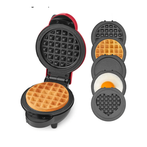 Dash MultiMaker® Mini Maker System - Compact Waffle Maker for Family Breakfasts - Removable Griddle Plates & nonstick surface - 5 Plates & Storage Case - Red