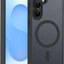 Hualele Magnetic for Samsung Galaxy S25 FE Case, Compatible with MagSafe, Military Grade Dropproof Translucent Matte Back Soft Edge Camera Protector Slim Phone Case for Samsung S25 FE 5G,Black