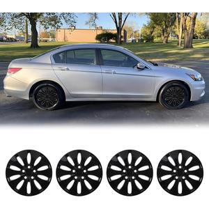 16 inch Wheel Rims Cover for 2011 2012 Honda Accord Sedan, 16" Hubcaps for Accord 2008 2009 2010, R16 Steel Wheels Hub Caps, Bolt On Installation, 4 Packs, Black Lacquer