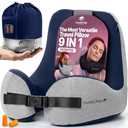 ComfyNap® Versatile Travel Neck Pillow for Airplane [Patented], 9 Positions in 3 Techniques, Plane Pillow with Pure Memory Foam, Travel Pillow with HeadRest Flight Sleep, Travel Essential - Earth