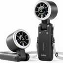 Diveblues Portable Handheld Turbo Fan, 5 Gear Wind, Battery Operated, Up to 12 Working Hours, 3 IN 1 Hand Fan with Air Turbo Tech Cooling Fan for Outdoor Activities, Travel, Working, Obsidian black