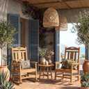 Ciokea Oversized Outdoor Rocking Chair, 380lbs Heavy-Duty Large Patio Rocker, Weather Resistant & Anti-Fade Porch Chair, High Back Cozy Rocking Chair for Outside, Fire Pit, Deck, Garden, Teak