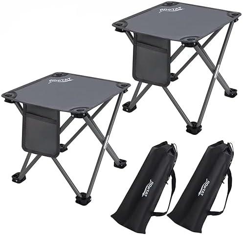 Roptat 2 Pack Camping Stool,Portable Folding Compact Lightweight Stool Seat for Camping Fishing Hiking Gardening Outdoor Walking Backpacking Travelling and Beach with Carry Bag (Grey)