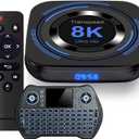 Android TV Box 12.0 4GB 64GB TV Box 2024 Support 8K Dual-WiFi 2.4G 5.8G Android Box H618 Chipset with HDR10 BT5.0 USB 2.0 3D Ethernet with Mini Backlit Keyboard