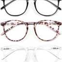 IBOANN Iconic Blue Light Glasses for Woman - Computer Glasses up to 99% Blue Light Blocking - Anti Eyestrain & UV Glare (*A1 Light Black & Leopard & Transparent)