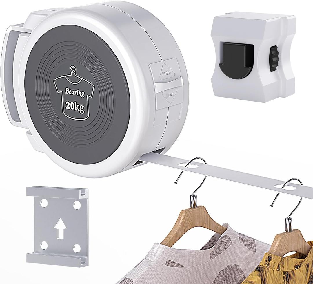 Retractable Clothesline, Foldable Indoor Clothes Line With Fixed Drying Hole, Heavy Duty Portable Laundry Line for Bedroom, Bathroom, Balconies