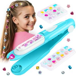 kidzkube Hair Gem Stamper Kit, Bling Hair Jewels for Girls Toys, Hair Styling Tool with Reusable Shining Diamonds, Birthday Gifts Toys for Girls Ages 3 4 5 6 8-12