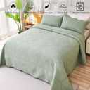Cmfshape 100% Cotton Quilt King Size-Sage Green Bedspread 106"x96"-Coin Pattern Bedding Set 3 Pieces-Pre-Washed Lightweight Microfiber Coverlet-Suitable for Bed,Couch,Quilt Blanket All Seasons