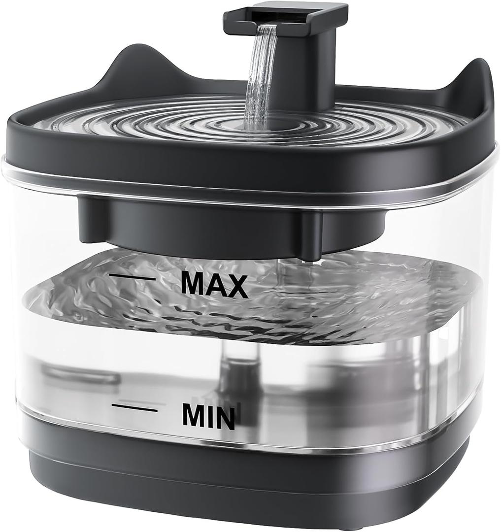 Cat Water Fountain - 54oz/1.6L Cat Fountain Super Silent Pet Water Fountain, Separate Water Pump Water Fountains for Cats Indoor, Pet Water Fountain, Suitable for All Cats and Small Pets(Light Gray)