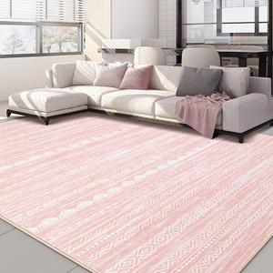 Pink Rugs for Bedroom Girls: 5x8 Washable Boho Large Neutral Area Rug Cute Soft Modern Indoor Floor Non Slip Accent Carpet for Living Room Nursery Kids Playroom Dorm Preppy Baby Room Decor