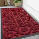 Smiry Front Door Mat Outside Entrance, Low Profile Rubber Doormat, 47x32