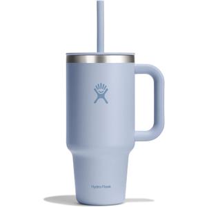 Hydro Flask Travel Tumbler with Handle, Lid and Straw - Insulated Stainless Steel in 32 Oz Surf Blue