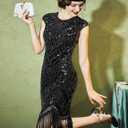 SWEETV YESSA Women's Flapper Dresses 1920s Great Gatsby Dresses Sequin Fringed Roaring 20s Cocktail Dress (XL)