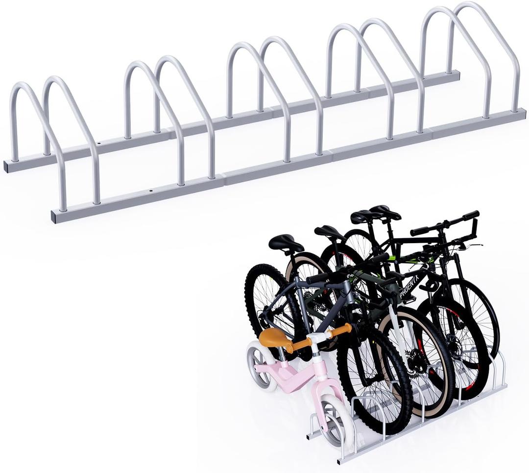 Bike Stand, Bike Rack Floor Parking Bicycle Stand, Indoor and Outdoor Bike Storage Rack for Mountain Bike, Road Bike, Child's Bicycle, 5 Bikes Stand for Garage