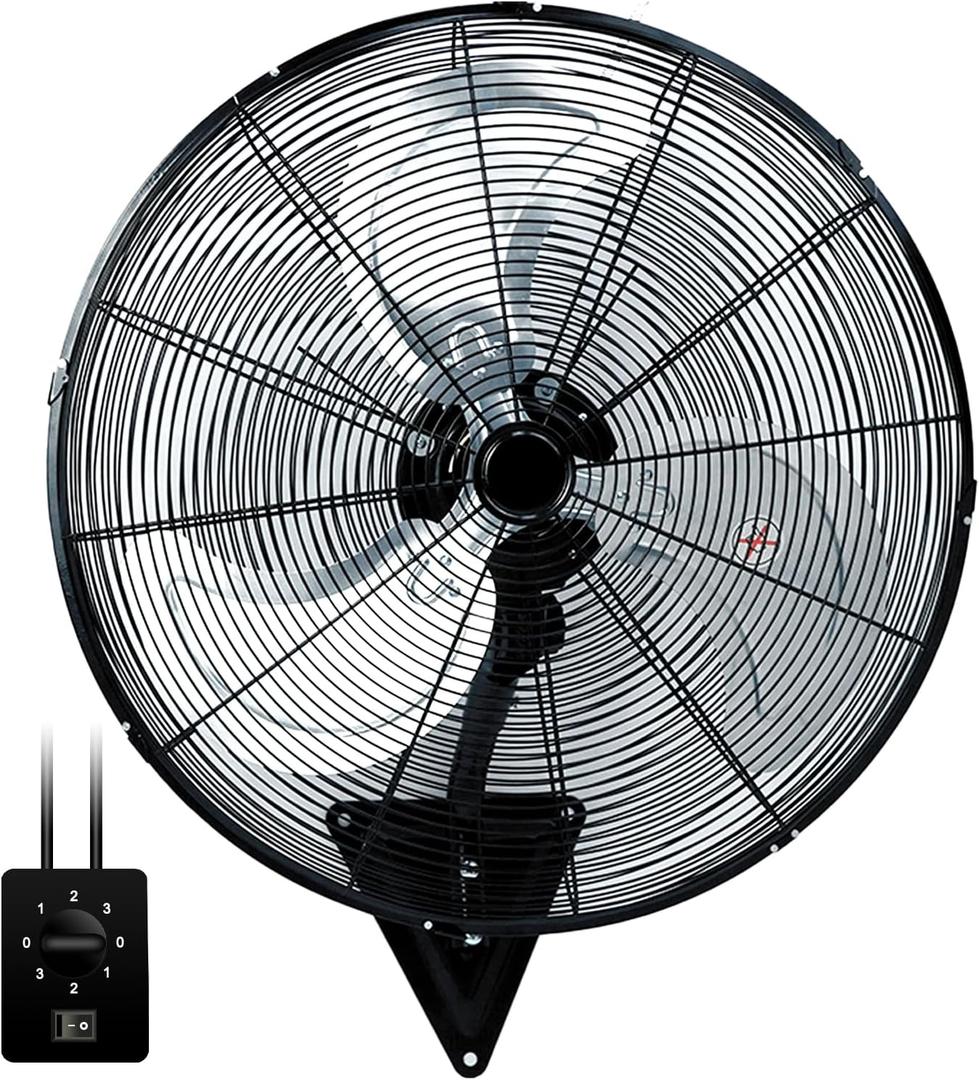 24 Inch Wall Mount Fan Oscillating Wall Fan High Velocity Heavy Duty 3-Speed Pro Metal Fans for Garage, Workhouse, Greenhouse, Farm, Shop, Industrial Use
