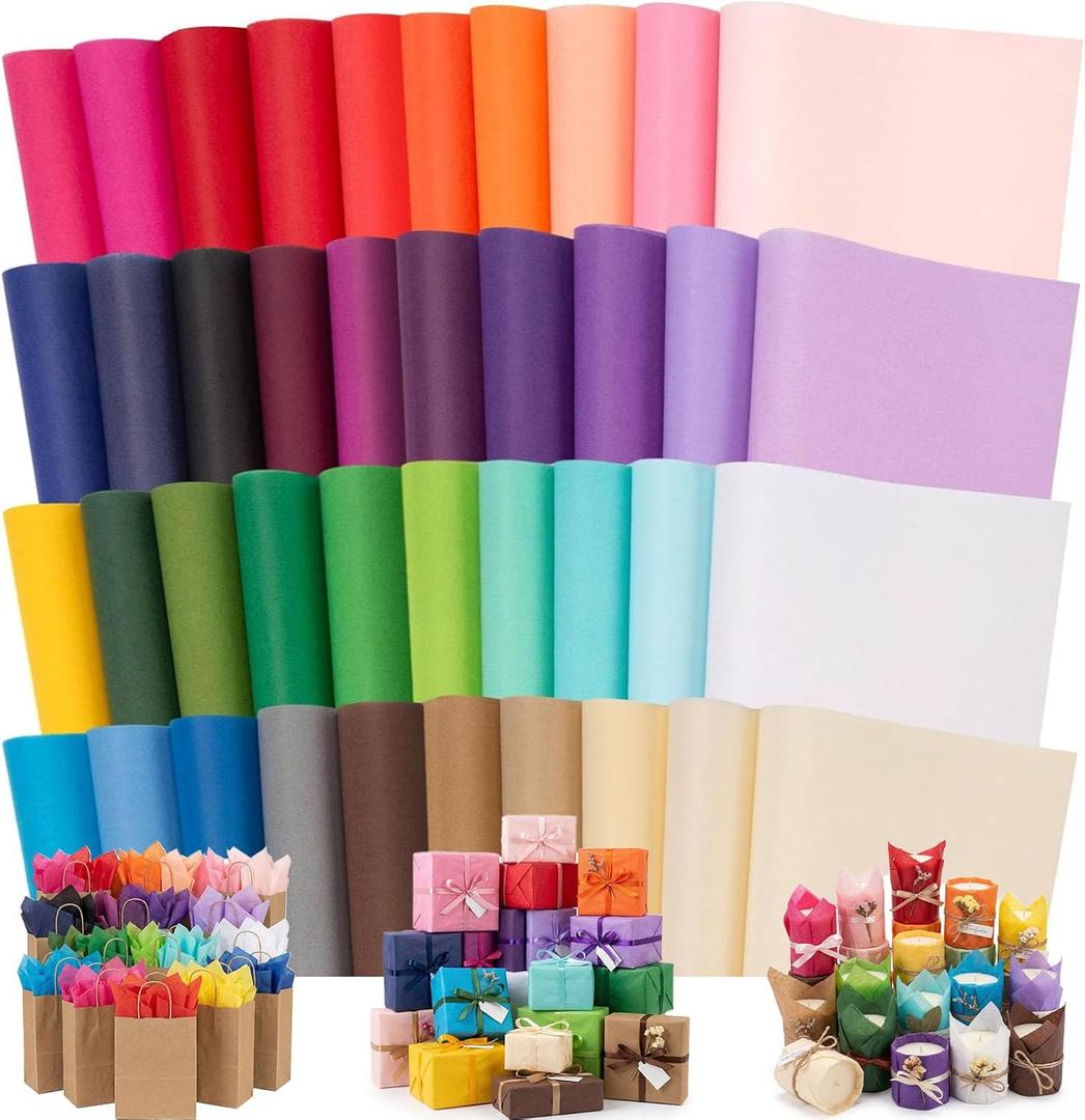 Shindel 330 Sheets Tissue Paper, 14x10 Inch Multicolor Wrapping Paper Bulk for DIY Crafts Gift Bags Birthday Wedding Holidays Decor 40 Colors