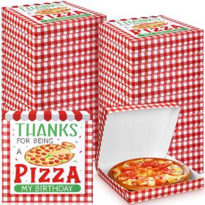 24 Pcs Mini Pizza Box 6.3 x 6.3 x 0.9 Inch Mini Pizza Box Takeout Boxes Food Delivery Boxes for Guests Celebrations Party Favors Weddings (Birthday Party)