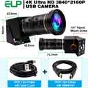 ELP 4K HDMI USB Camera Manual Zoom Webcam Dual Output Telephoto Camera for Computer TV Projector 5-50mm 10X Zoom Camera Mini Lightburn Camera Industrial USB Security Camera for Laptop Pi Jetson Nano