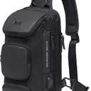 BANGE Sling Bag, Waterproof Crossbody Backpack, Shoulder Bag for Men (Black)