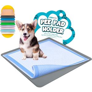 TidyFriend Dog Pee Pad Holder Tray - Fits Up to 24 x 24 Pee Pad Holder for Dogs - Stable Grip, Raised Edges, Quick-Wipe Silicone Surface Dog Pad Holder for Indoor Flooring Protection (Dark Grey) (1 Pack)