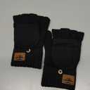 Winter Fingerless Gloves for Men Women - Mittens Finger Wool Gloves with Flip,Warm Half Finger Knitted Cold Weather (Black)