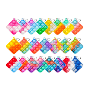 100 Pack Square Pop Fidget Keychain Pop Fidget Toys Bulk Party Favors for Kids 4-8,8-12 Years, Goodies Bag Stuffers Bulk, Gift for Kids, Boys, Girls