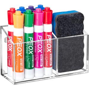 BEYGORM Magnetic Dry Erase Marker Holder for Whiteboard,Non-slip Acrylic Magnet Pen Holder for Fridge Refrigerator,Locker Organizer for Work,Locker Accessories,Pencil Cup for Desk,Marker Organizer (Clear)