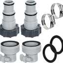 Pool Hose Adapter Type A & B for 1.25 and 1.5 Inch Hoses, Pool Hose Conversion Kit with 2 Clamps and 2 Washers, Compatible with Select Intex Threaded Filter Pumps for Above Ground Pools
