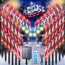 Candy Cane Christmas Lights, 12 Pack Waterproof Christmas Solar Candy Cane Lights with 8 Modes and Timer, 1200mah Solar Candy Canes Light Outdoor Decorations for Pathway, Yard, Patio, Garden (Red and white (Warm led))