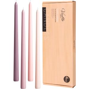 Viyffo 12 Inch Taper Candles Pink with a Purple Hue Set of 4 Unscented Smokeless Long Tall Tapered Candle for Candlesticks Sticks Wedding Advent Home Decor Dinner Christmas