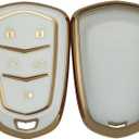 REPROTECTING TPU Key Fob Cover Compatible with (5 Buttons) 2014-2019 Cadillac ATS CT6 CTS Escalade Escalade ESV SRX XT5 XTS (Black/White)