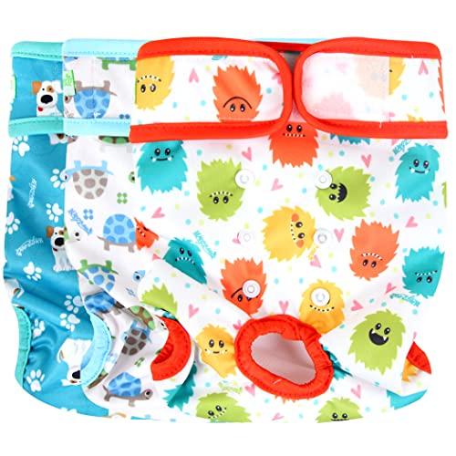 wegreeco Luxury Washable Reusable Dog Diapers (Stylish Pattern) - Female Dog Diapers, Doggie Diapers, 3 Pack, Small