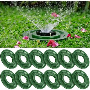 Ziliny 10 Pack Sprinkler Head Protector Donut, 1.57'' ID / 4.65'' OD Fits Pop Up & Fixed Spray Heads, Plastic Lawn Sprinkler Ring Prevents Grass Overgrowth & Mower Damage, Green