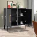 Storage Cabinet with Doors, Modern Black Accent Cabinet, Free Standing Cabinet, Wooden Buffet Sideboards for Living Room, Kitchen,Home Office, 31 inches x 16 inches x 31 inches