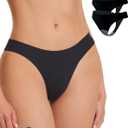 Seamless Thong Period Underwear for Women Teens Light Flow Moisture Wicking Side Leak Prevention Panties 3 Pack (Medium, Black)