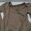 Women's Deep V Neck Cross Wrap Top, Long Sleeve Trendy Fall Ruched Asymmetricl Slim Fit Dressy Blouse Coffee XXL