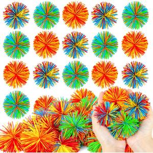 YongnKids 30PCS Sensory Stringy Balls Fidget Toy for Kids Adults,2.75" Silicone Pom Bouncy Stress Ball for Boys Girls,Party Favors Birthday Gift Easter Egg Fillers Basket Stuffers Classroom Rewards