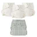 4 Esembly Cloth Diaper Bundle Set - 3 Organic Cotton Absorbent Inners and 1 Waterproof Outer Diaper Cover - Reusable, Washable, Snap Closure Cloth Diapers - Size 1 (7-17lbs), Lattice
