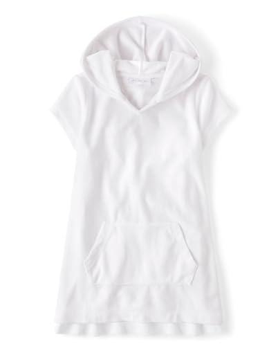 The Children's Place,Girls,Hooded Swim Coverups,White Terry, 7/8 Medium