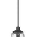 Emliviar H-Type Black Track Hanging Lamp with Seeded Glass Shade, 1-Light Farmhouse Hanging Light Fixture in Black Finish for Kitchen Suitable for Track Rail, DYE286TP BK