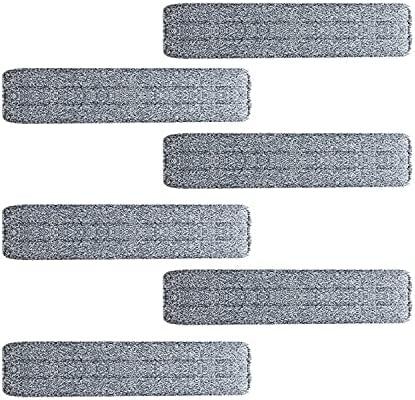 YOUSHANGJIA Microfiber Mop Pads 24 inch mop Pads Replacement Kit 6 Pack Reusable Mop Head Wet Dry Mops Refill Fit for Most Flat Mop Frame