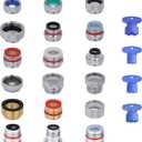 Hibbent 18 Pieces Faucet Adapter Kit, Brass Aerator Adapter Set for Faucet Tap with Removable Aerator to Connect Garden Hose, Adapter for Faucet Sink - Male/Female, Chrome