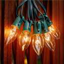 Minetom C9 Clear Christmas String Lights, 25FT 25 Bulbs Bright & Warm Outdoor Christmas Lights, Long Life C9 String Lights for Tree Patio Gazebo Wreath, Green Wire