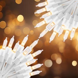 2 Pack 50 Count Christmas String Lights Clear Warm White Mini Lights Plug Powered Waterproof for Indoor and Outdoor Use, 12 Feet for Christmas Tree Party, Wedding Holiday Patio Xmas Decorations