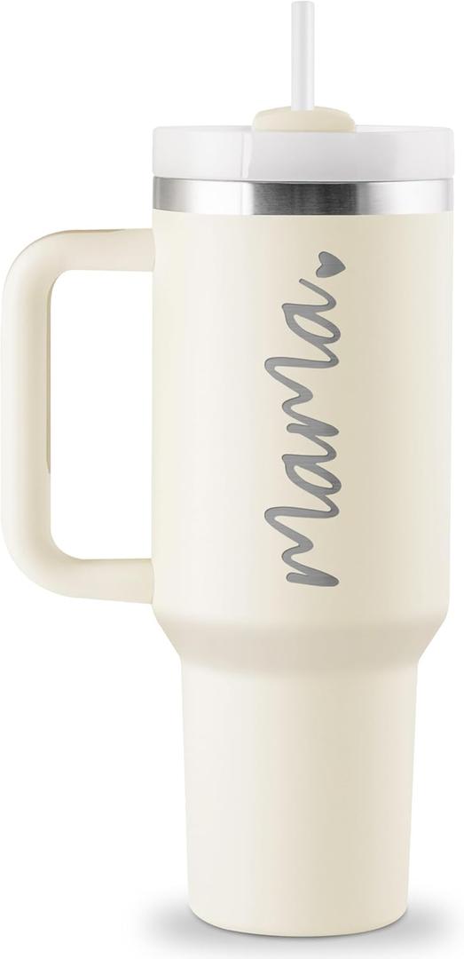 Mama Gifts - First Mothers Day Gifts for New Mom Gifts for Mom To Be, First Time Moms, Pregnant Moms, Expecting Mommy - New Mom Essentials - 40oz Travel Cup Insulated Tumbler with Lid & Straw