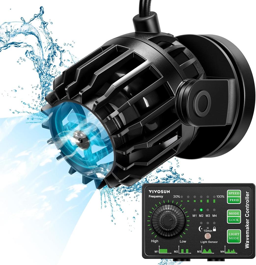 VIVOSUN Aquarium Wave Maker, 3432GPH 40W Circulation Pump with Controller & Magnetic Suction Base, Adjustable Submersible Powerhead for 60-300 Gal Freshwater/Saltwater Fish Tank