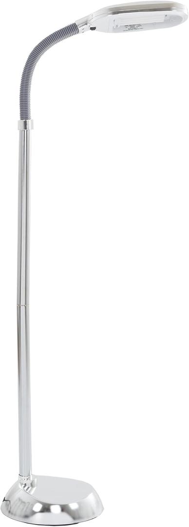 Lavish Home Floor Lamp - Full Spectrum Natural Sunlight Lamp with Bendable Neck - Reading, Craft, Studying, and Esthetician Light (Chrome)